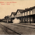 1908 Vinkovce, Vinkovci; Kolodvor / Bahnhof / vasútállomás, gőzmozdony, vonat. W.L. Bp. 741. / railway station, train, locomotive (EK)