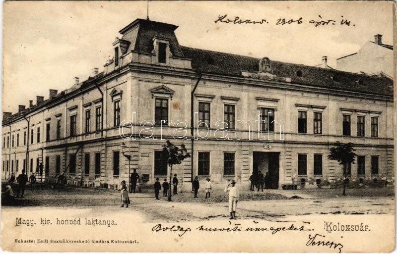 1906 Kolozsvár, Cluj; Magy. kir. honvéd laktanya. Schuster Emil kiadása / K.u.k. military barracks (fl)