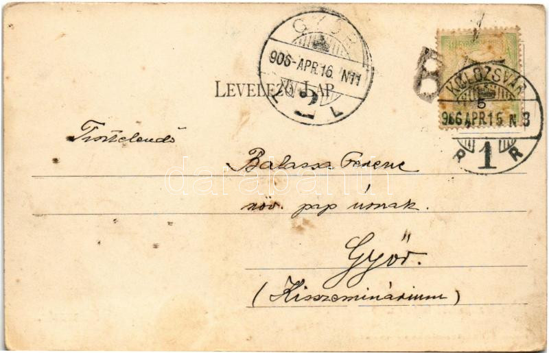 1906 Kolozsvár, Cluj; Magy. kir. honvéd laktanya. Schuster Emil kiadása / K.u.k. military barracks (fl) - Image 2