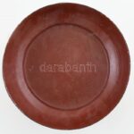 Lakkozott fa tálka. XIX. sz. India. Üveggyöngyökkel, kézzel festett, laparonyozott, kopott, repedésekkel. d: 26 cm - Image 2