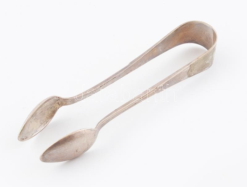 Ezüst (Ag) cukorfogó, jelzett, h: 12 cm, nettó: 38 g