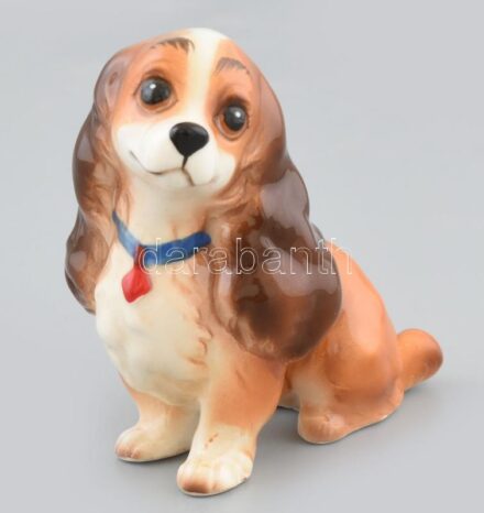 Susi/Lady, porcelán kutya Walt Diney rajzilm figura (Susi és Tekergő (Lady and the Tramp)), jelzett, kézzel festett, hibátlan, 9,5x8,5 cm