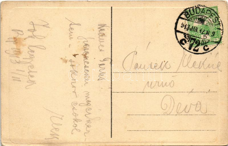 1913 Budapest V. Ferenc József rakpart (ma Belgrád rakpart) télen (EK) - Image 2