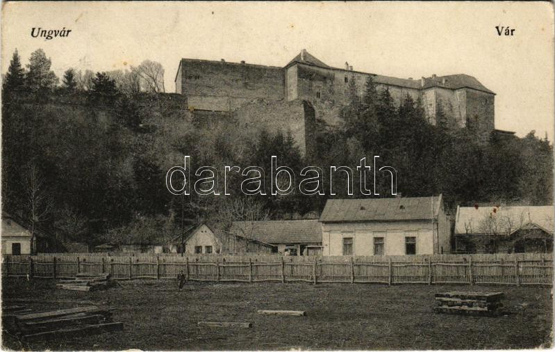 1915 Ungvár, Uzshorod, Uzhorod; vár, fatelep. Balázs Soma kiadása / castle, lumber yard (EK)