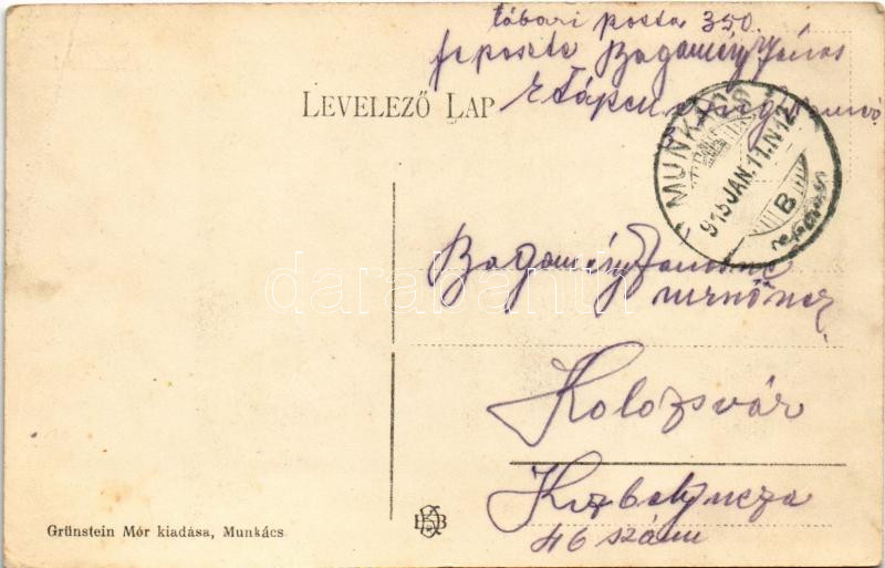 1915 Munkács, Mukacheve, Mukacevo; folyópart. Grünstein Mór kiadása / riverside (EK) - Image 2