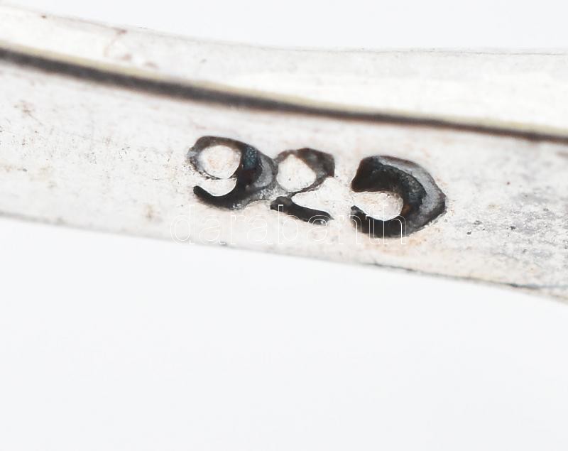 Ezüst(Ag) csepp alakú fülbevalópár szintetikus rubinnal, jelzett, h: 3,5 cm, bruttó: 7,8 g - Image 3