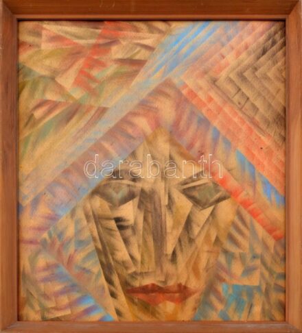 Ruzicskay György (1896-1993): Absztrakt arc. Vegyes technika, papír, jelzett, üvegezett fakeretben, 41x36 cm