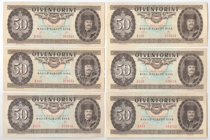 1989. 50Ft (6x) T:I-,III Hungary 1989. 50 Forint (6x) C:AU,F Adamo F23