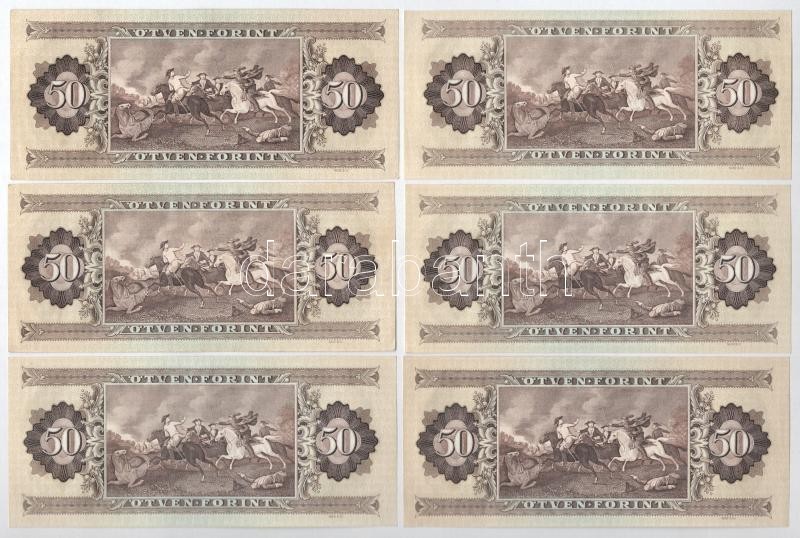 1989. 50Ft (6x) T:I-,III Hungary 1989. 50 Forint (6x) C:AU,F Adamo F23 - Image 2