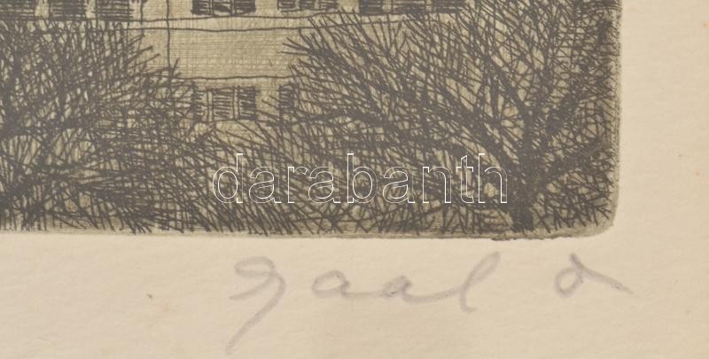 Gaál Domokos (1940-2009): Buda. Rézkarc, papír, jelzett, számozott (31/100), üvegezett fakeretben, 29×39 cm - Image 2