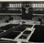 1936 Berlin, Deutschlandhalle, Innenansicht / NSDAP German Nazi propaganda, interior, swastika (EB)