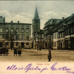 1905 Grodków, Grottkau; Evangel. Kirche, Bäckerei, Carl Riese 50., Heckel 48. Verlag Feodor Stöbe / church, square, shops, bakery