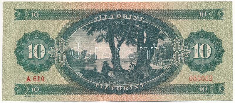 1957. 10Ft 'A 614 055052' T:III szép papír Hungary 1957. 10 Forint 'A 614 055052' C:F fine paper Adamo F4 - Image 2