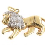 Arany (Au) 14K oroszlán függő, jelzett, 2,2×1,6 cm, nettó: 1 g