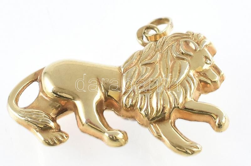 Arany (Au) 14K oroszlán függő, jelzett, 2,2×1,6 cm, nettó: 1 g - Image 2