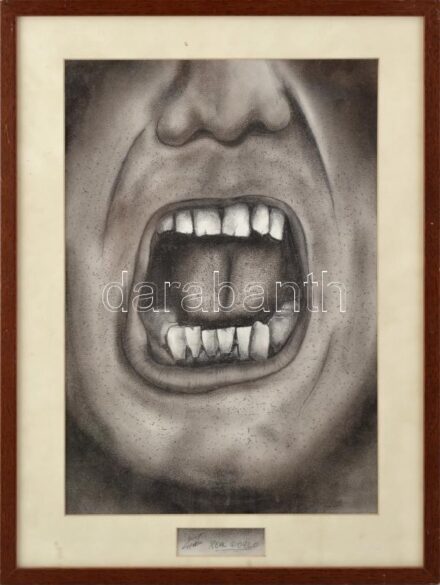 Olvashatatlan jelzéssel: Real world. Ceruza, papír. Üvegezett fakeretben. 40x27,5 cm