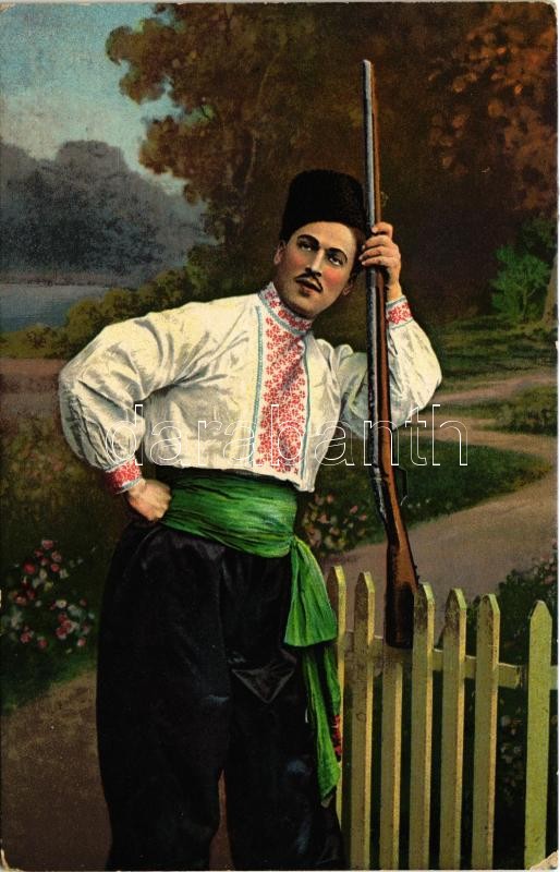 1916 Kazak / Russian folklore, Cossack man + 'K.U.K. GRUPPENKOMMANDO STAFFEL E39' (EK)