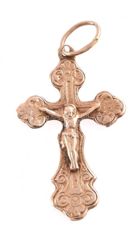 Arany (Au) 14K pravoszláv korpuszos kereszt függő, jelzett, 3,5×1,9 cm, nettó: 0,9 g