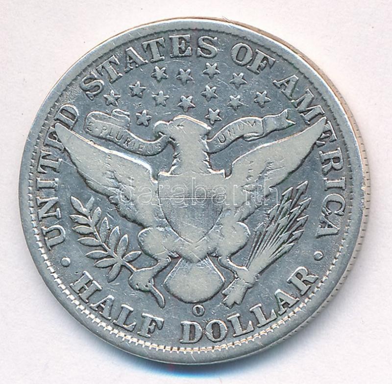 Amerikai Egyesült Államok 1907O 1/2$ Ag 'Barber' T:3 USA 1907O 1/2 Dollar Ag 'Barber' C:F