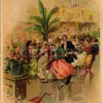 1901 Lady art postcard, dance. litho (EK)