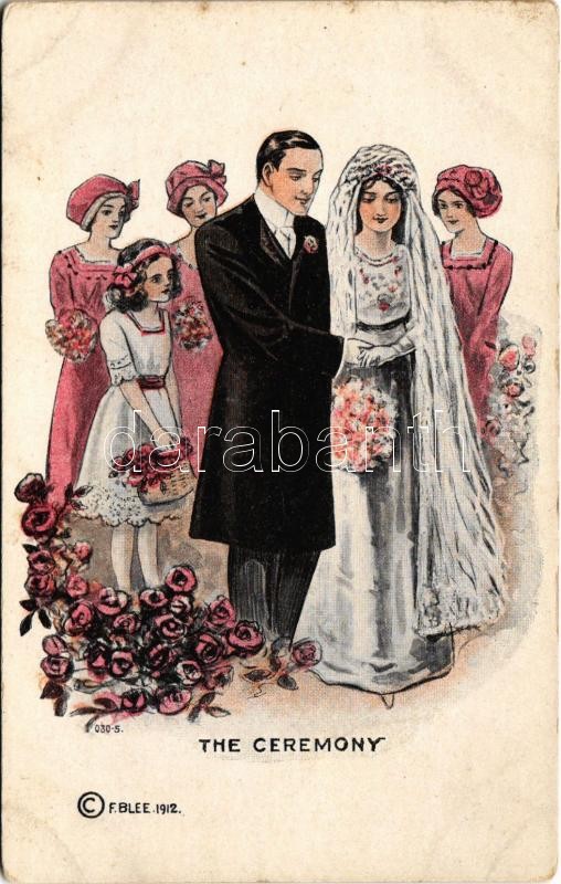 'The Ceremony' Lady art postcard, wedding. F. Blee (EK)