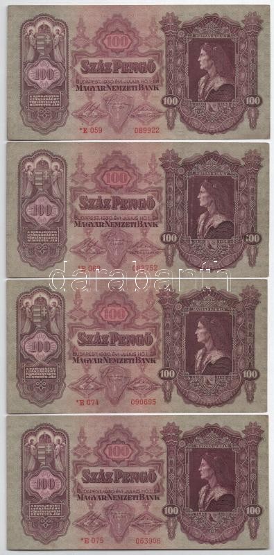 1930. 100P (8x) mind csillagos sorozatjellel és különféle sorozatszámmal T:III Adamo P17 - Image 3