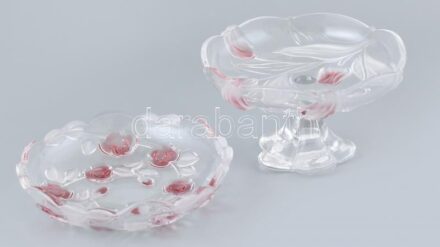 Német tulipános kristály kínáló és talpas kínáló, jelzés nélkül, hibátlan, d: 18 cm