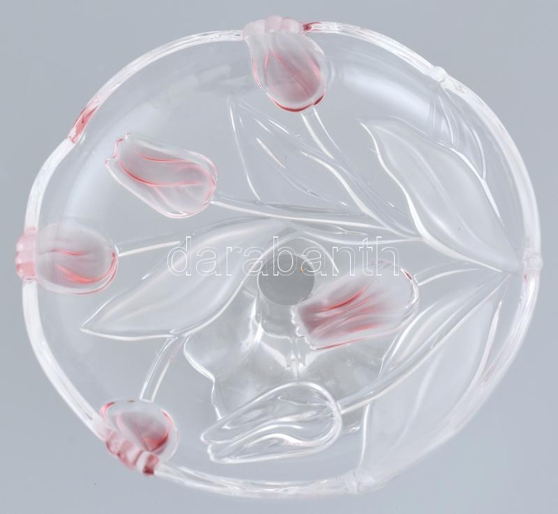 Német tulipános kristály kínáló és talpas kínáló, jelzés nélkül, hibátlan, d: 18 cm - Image 2