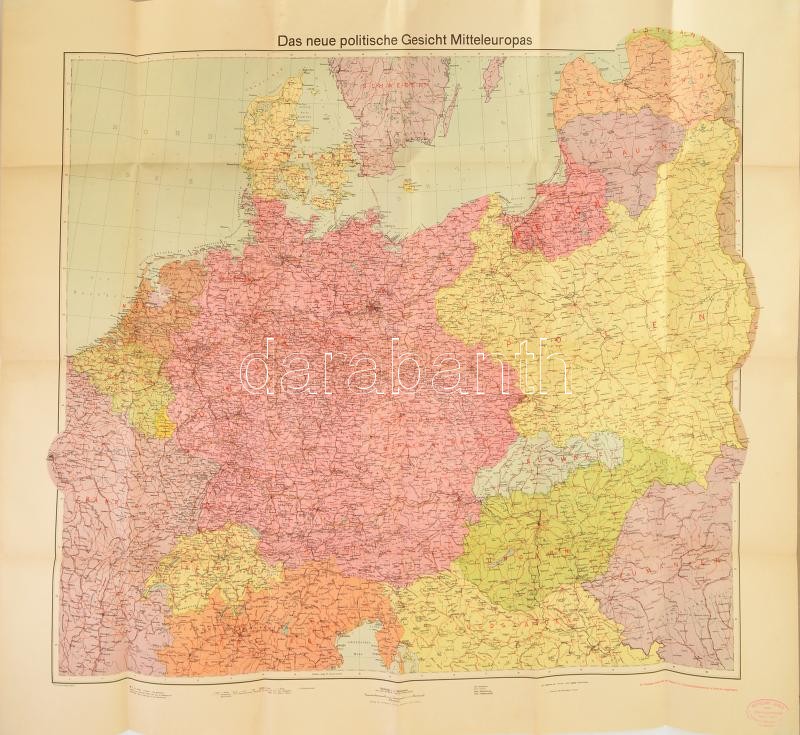 Velhagen & Klasings Das neue politische Geschicht Mitteleuropas. 100x90 cm Borítóval