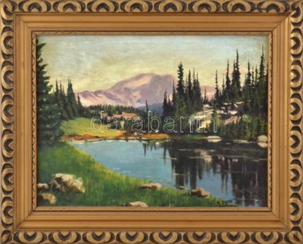 M Papp 41 jelzéssel: Tengerszem. Olaj, karton. Dekoratív fakeretben. 30x40 cm