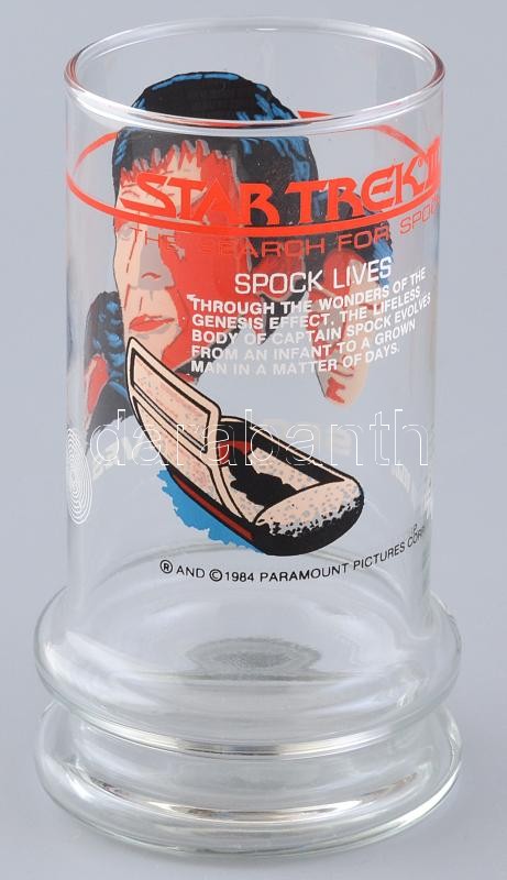 1984 'Spock Lives' Star Trek filmes üvegpohár, 'Star Trek III.: Search for Spock', Paramount Pictures Co.,jelzett, szép, gyűjtői állapotban, m: 14 cm - Image 2
