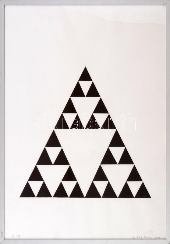 Nem's Judit (Nemes Judith, 1948-): Triangles, 2019. Akril, papír, számozott (E 1/1). Plexiüvegezett keretben. 27,5x32 cm. Egyedi, gyűjtői darab! / Nem's Judit (Nemes Judith, 1948-): Triangles. Acrylic on paper. Signed, numbered (E 1/1).