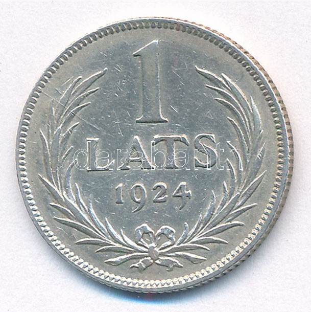 Lettország 1924. 1L Ag T:2 Latvia 1924. 1 Lats Ag C:XF Krause KM#7