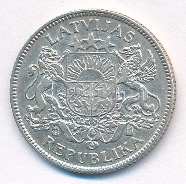Lettország 1924. 1L Ag T:2 Latvia 1924. 1 Lats Ag C:XF Krause KM#7 - Image 2