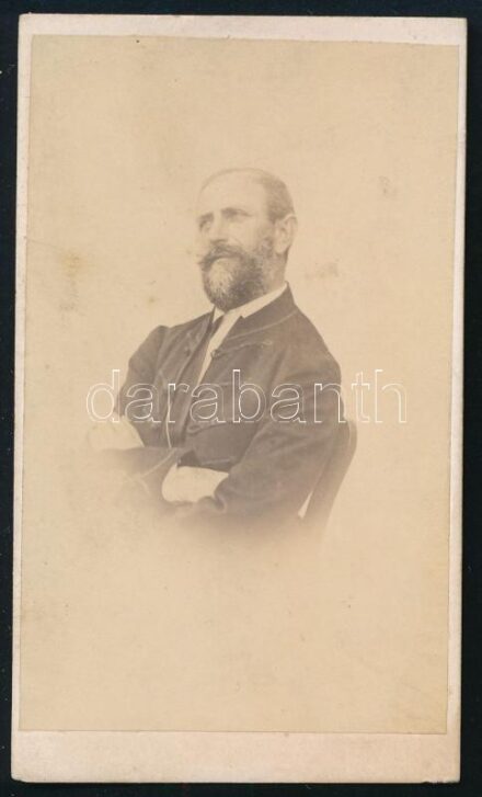 cca 1865 Férfiportré, keményhátú fotó A. Gebhard pohorellai (Koháryháza / Pohorelá) műterméből, 10,5×6 cm