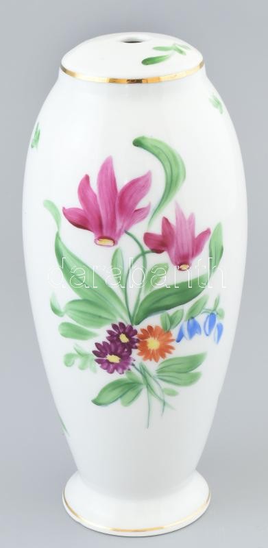 Herendi Tertia lámpatest, kézzel festett porcelán, jelzett, kopásnyomokkal, mázrepedésekkel, m: 24 cm