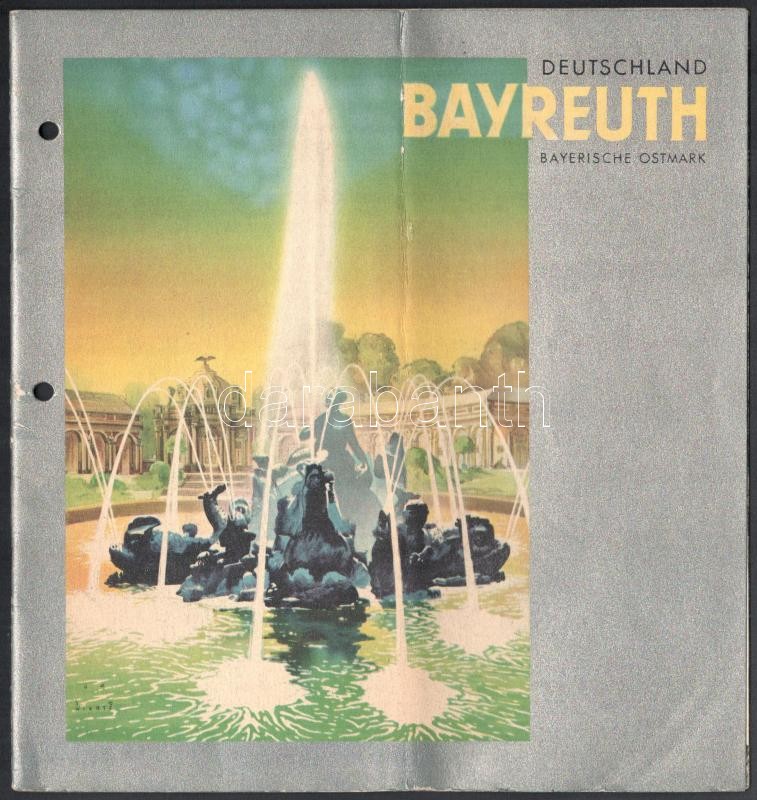 cca 1940 Bayreuth, képes, illusztrált idegenforgalmi ismertető prospektus, benne Adolf Hitler fényképével / Bayreuth, illustrated booklet, with a photo of Adolf Hitler
