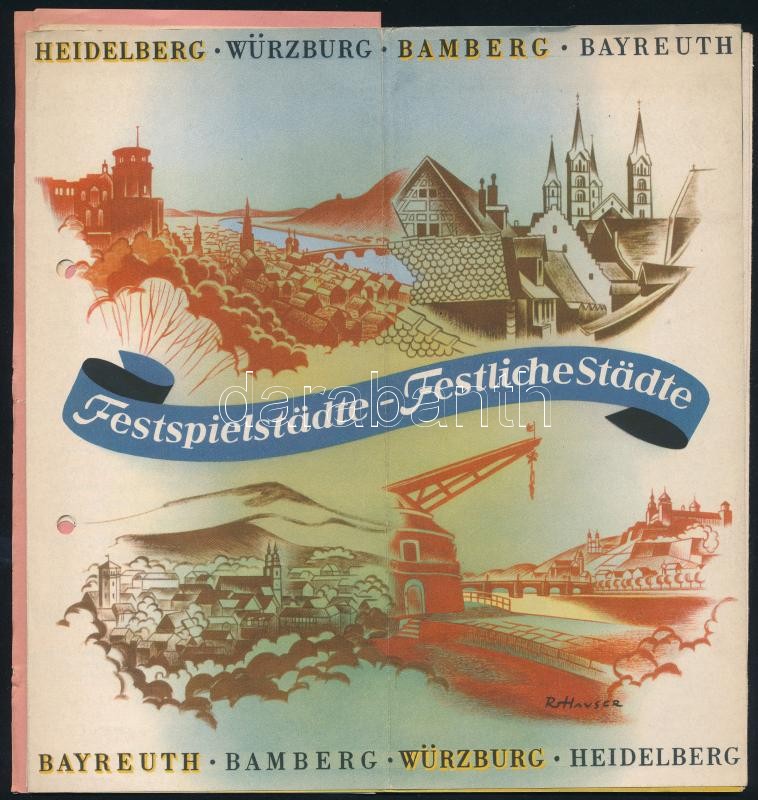 cca 1939 Bayreuth, Festspielestädte - Festliche Städte, német idegenforgalmi prospektusok
