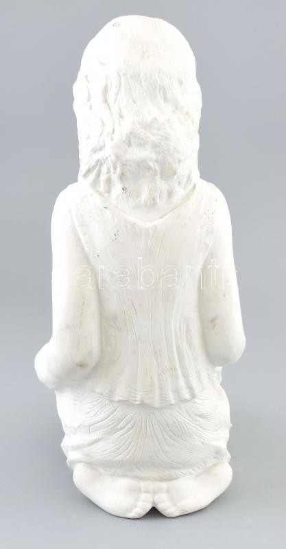 R. Kiss Lenke (1926 - ): Kislány báránnyal. 1980 körül. Biscuit porcelán. Jelzés nélkül. Hibátlan. m:33cm - Image 3