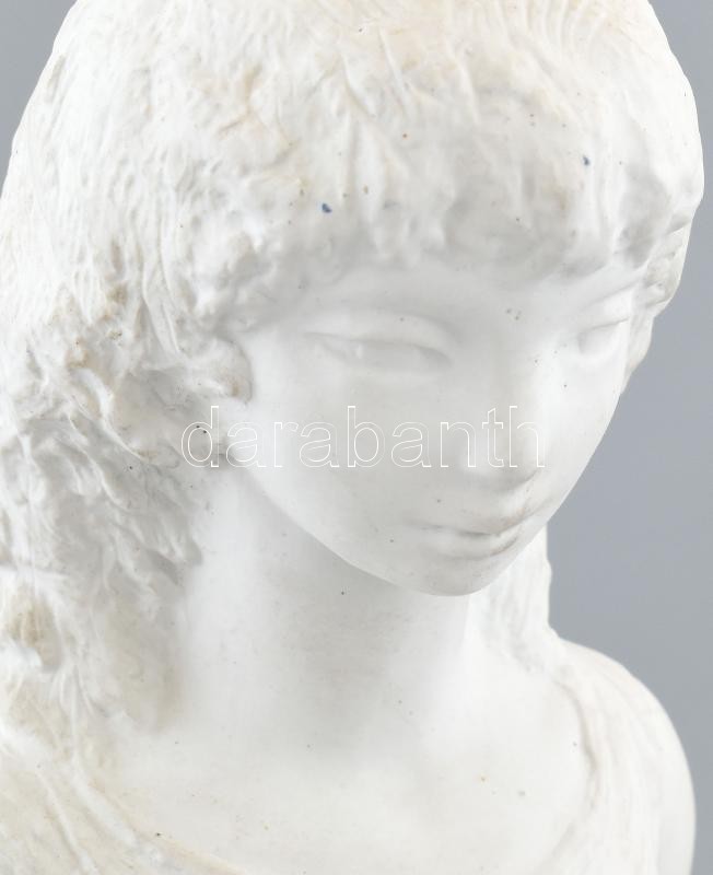R. Kiss Lenke (1926 - ): Kislány báránnyal. 1980 körül. Biscuit porcelán. Jelzés nélkül. Hibátlan. m:33cm - Image 4