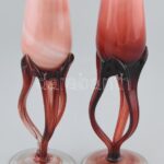 Tulipán formájú üveg pohár, kézzel készített, hibátlan, 2db, m: 21,5cm