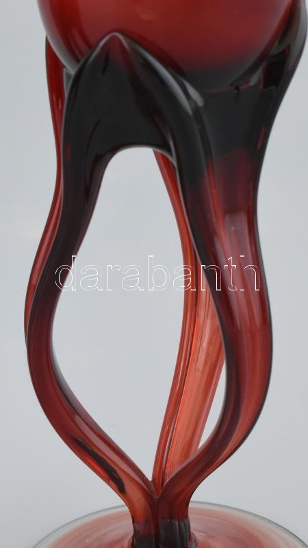 Tulipán formájú üveg pohár, kézzel készített, hibátlan, 2db, m: 21,5cm - Image 2