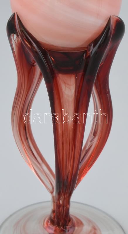 Tulipán formájú üveg pohár, kézzel készített, hibátlan, 2db, m: 21,5cm - Image 3