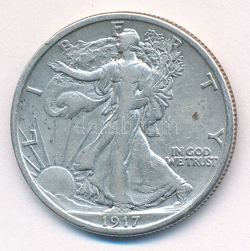 Amerikai Egyesült Államok 1917. 1/2$ Ag T:2- USA 1917. 1/2 Dollar Ag C:VF patina Krause KM#142 - Image 2