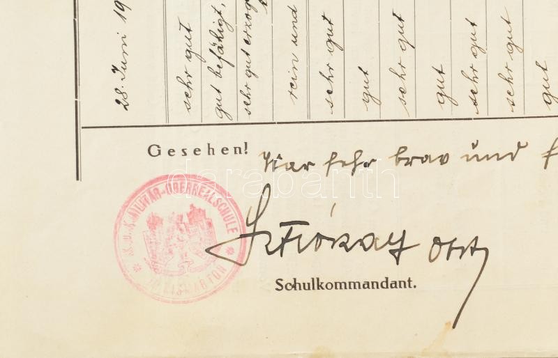 1917 a kismartoni cs. és kir. katonai főreáliskola bizonyítványa August Endrődi részére - Image 2