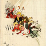 1922 Boldog Újévet! Szánkózó gyerekek / New Year greeting, sledding. S.B. Special 3284. litho