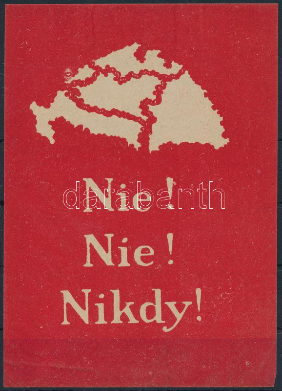 1920 Irredenta röpcédula. Nem, nem, soha. 10x14 cm