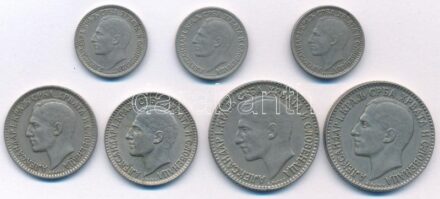 Szerb-Horvát-Szlovén Királyság 1925. 50p Cu-Ni 'I. Sándor' (3x) + 1D Cu-Ni 'I. Sándor' (2x) + 2D Cu-Ni 'I. Sándor' (2x) T:2,2- Kingdom of the Serbs, Croats and Slovenes 1925. 50 Para Cu-Ni 'Alexandar I' (3x) + 1 Dinar Cu-Ni 'Alexandar I'