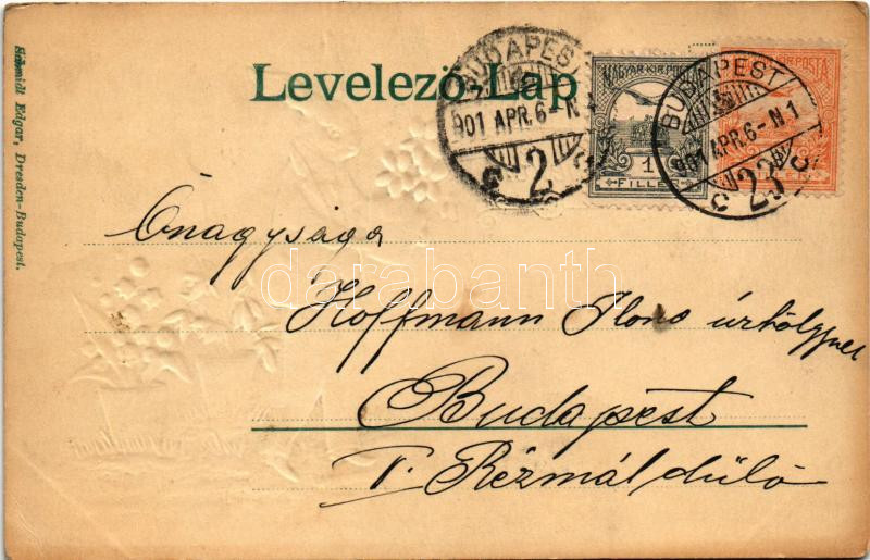 1901 Boldog húsvéti ünnepeket! Dombornyomott nyuszi / Easter greeting, rabbit Embossed (EK) - Image 2