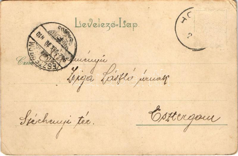 1902 Boldog új évet! Hölgyek körbetáncolnak egy pezsgős üveget / New Year greeting, ladies dancing around a champagne bottle. Erika Nr. 682. litho (Rb) - Image 2